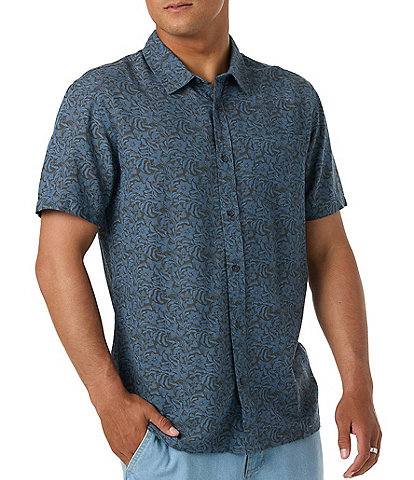 O'Neill Printed Short Sleeve Linen Blend Shirt