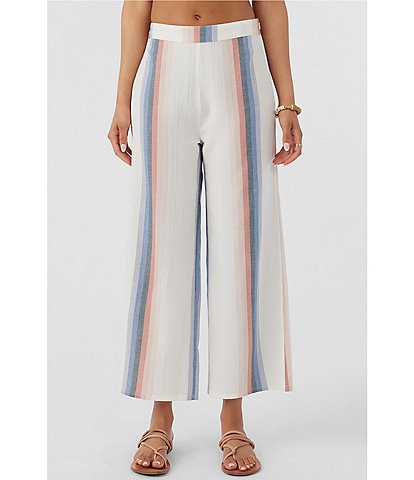 O'Neill Raegen Mid Rise Solid/Ombre-Stripe Cropped Flare Leg Pants