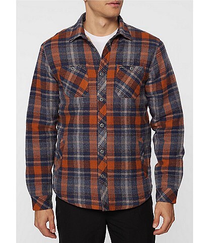 O'Neill Redmond Long-Sleeve Yarn-Dyed-Plaid Flannel Shirt Jacket