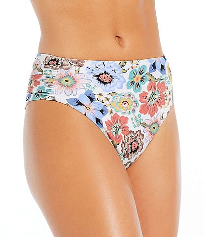 O'Neill Talitha Long Beach Floral Print Side Ruched High Rise Swim Bottom