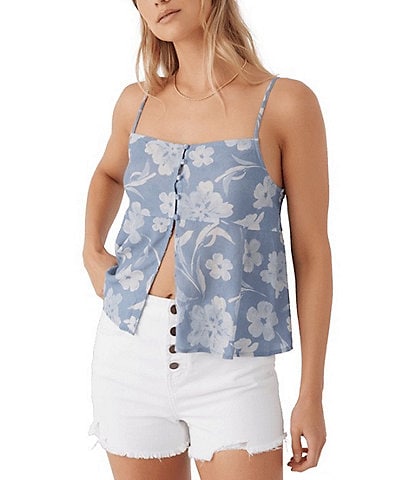 O'Neill Taylor Floral Print Split Front Tank Top