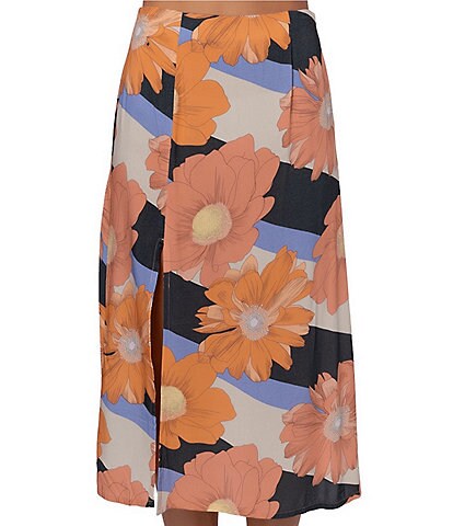 O'Neill Trish Floral Stripe Mixed-Media Skirt