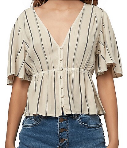 O'Neill Wes Stripe Stripe Button Front Top