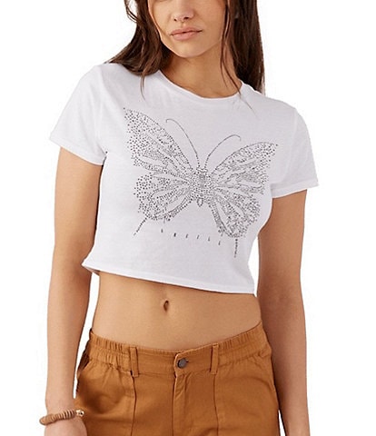 O'Neill Y2K Glitter Butterfly Short Sleeve Crop T-Shirt