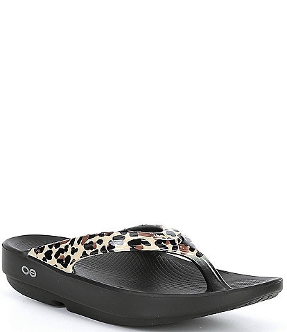 OOFOS Oolala Limited Leopard Print Thong Sandals