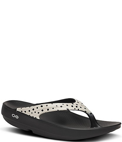 OOFOS OOlala Pebble Print Recovery Thong Sandals