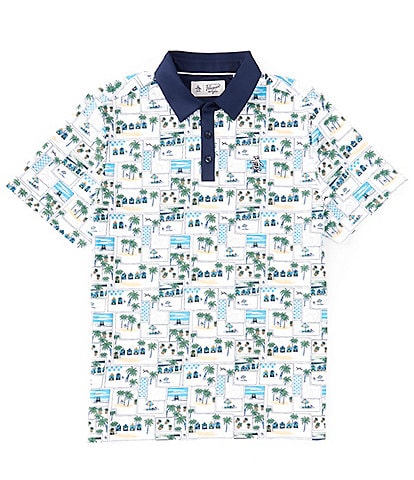 Original Penguin Knit Short-Sleeve Heritage Beach Club Printed Polo Shirt