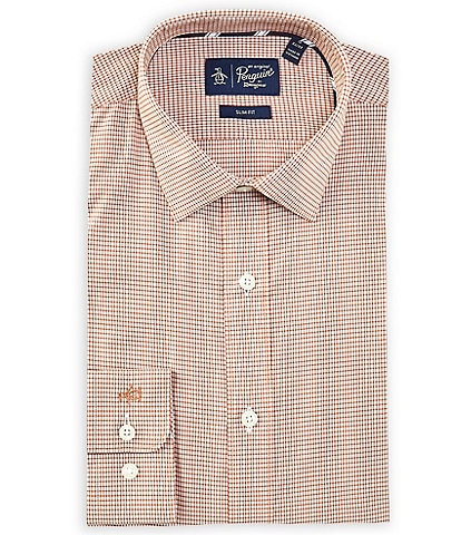 Original Penguin Slim Fit Modified Spread Collar Micro Check Dress Shirt