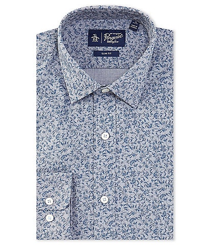 Original Penguin Slim Fit Spread Collar Emory Floral Dress Shirt