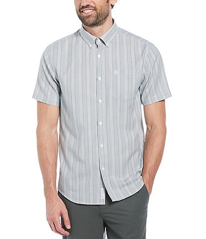 Original Penguin Vertical Stripe Short Sleeve Woven Shirt