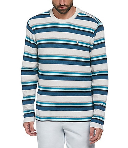 Original Penguin Waffle Stripe Long Sleeve Sweater
