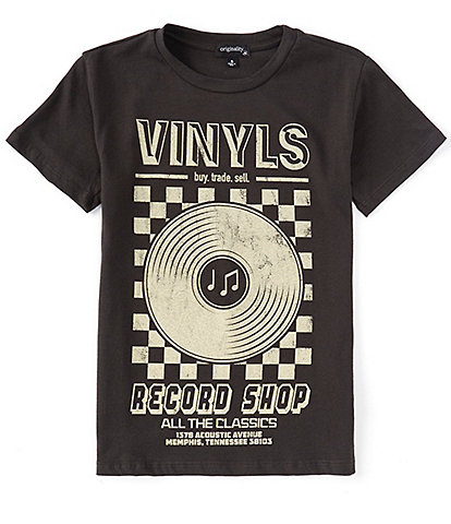 Originality  Big Girls 7-16 Short Sleeve Vinyl Record OS T-Shirt