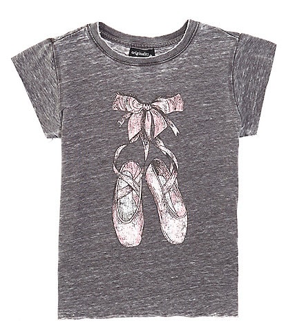 Originality Big Girls 7-16 Cap Sleeve Burnout-Ballerina Slipper Graphic T-Shirt