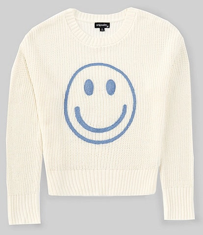 Originality Big Girls 7-16 Long Sleeve Smiley Face Sweater