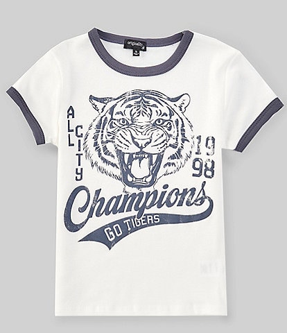 Originality Big Girls 7-16 Short Sleeve All City Champions/Tiger Face Graphic T-Shirt