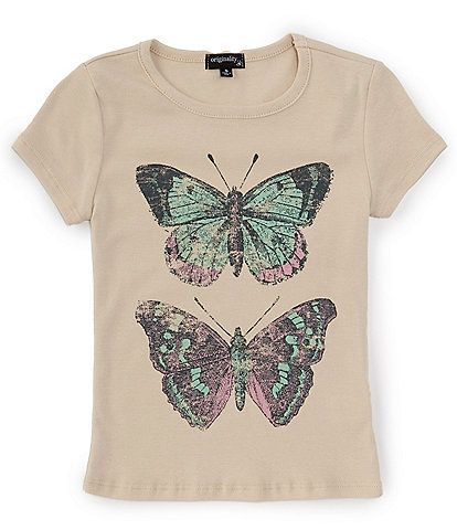 Originality Big Girls 7-16 Short Sleeve Butterfly Pair T-Shirt