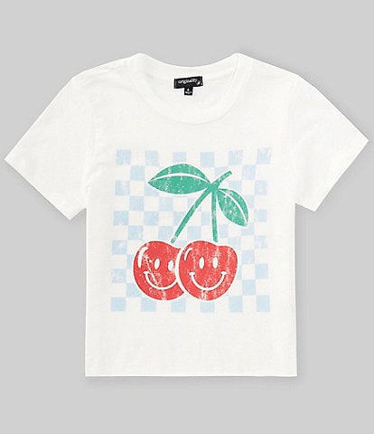 Originality Big Girls 7-16 Short Sleeve Cherry Smiley Cropped Graphic T-Shirt
