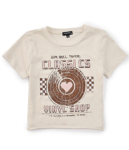Originality Big Girls 7-16 Short Sleeve Classic Vinyl Shop Cropped T-Shirt