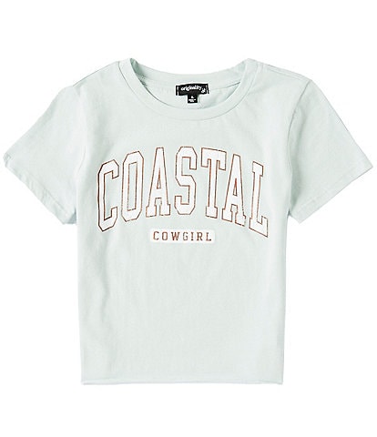 Originality Big Girls 7-16 Short Sleeve Coastal Cowgirl Crop T-Shirt