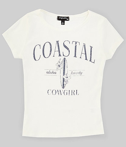 Originality Big Girls 7-16 Short Sleeve Coastal Cowgirl Surf T-Shirt