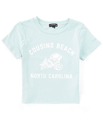 Originality Big Girls 7-16 Short Sleeve Cousins Beach Cropped Graphic T-Shirt