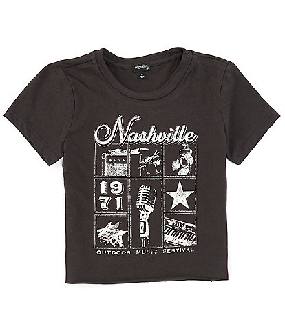 Originality Big Girls 7-16 Short Sleeve Nashville Cropped T-Shirt