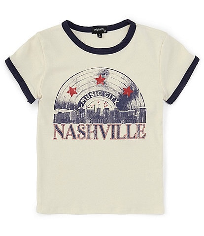 Originality Big Girls 7-16 Short Sleeve Nashville Record Cropped Graphic T-Shirt