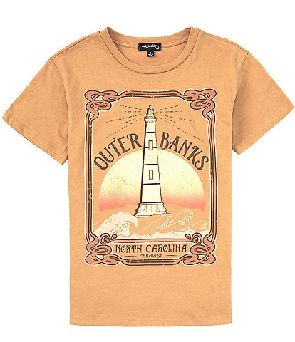 Originality Big Girls 7-16 Short Sleeve Outerbanks Lighthouse OS T-Shirt