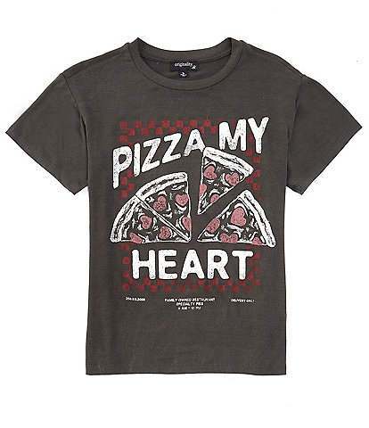 Originality Big Girls 7-16 Short Sleeve Pizza My Heart Graphic T-Shirt