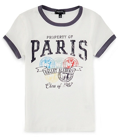 Originality Big Girls 7-16 Short Sleeve Property Of Paris Ballet Academy Ringer T-Shirt