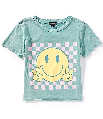 Originality Big Girls 7-16 Short-Sleeve Smiley Face Cropped T-Shirt