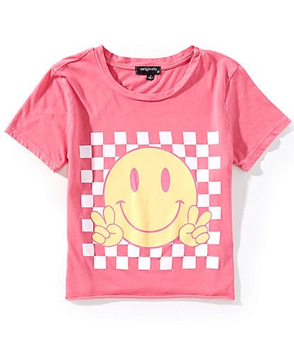 Originality Big Girls 7-16 Short-Sleeve Smiley Face Cropped T-Shirt