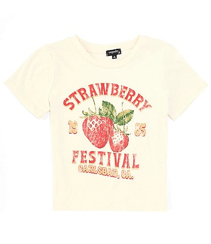 Originality Big Girls 7-16 Short Sleeve Strawberry Festival Cropped T-Shirt