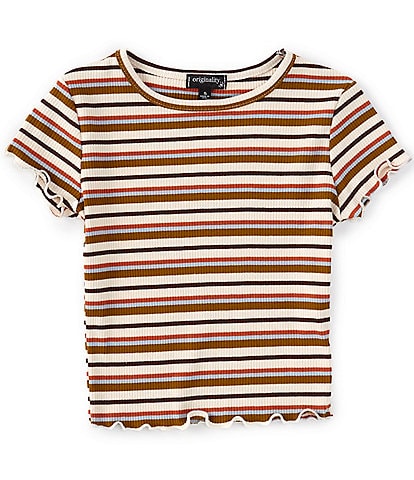 Originality Big Girls 7-16 Short Sleeve Stripe Baby Rib T-Shirt