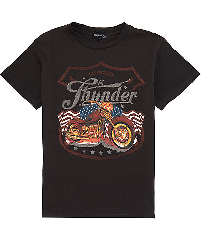 Originality Big Girls 7-16 Short-Sleeve Thunder Motorcycle Graphic T-Shirt