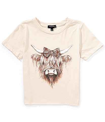 Originality Big Girls Highland Cow Face Cropped Graphic T-Shirt
