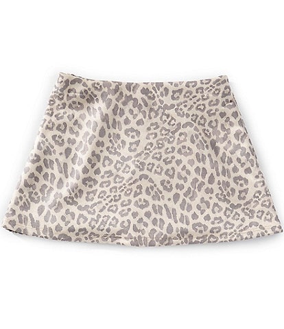Originality Big Girls Leopard-Printed Faux-Suede Mini Skort