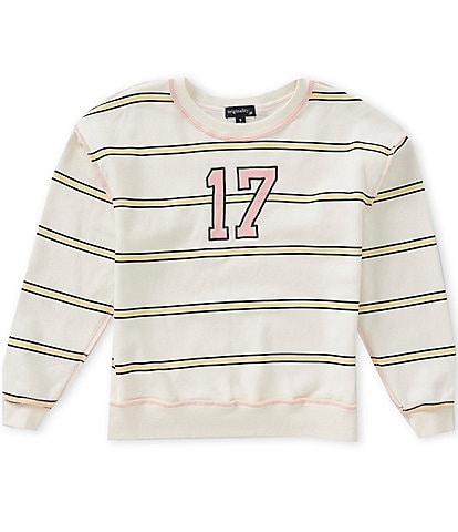 Originality Big Girls Long Sleeve Rugby Stripe Sweatshirt