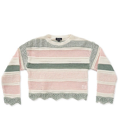 Originality Big Girls Long-Sleeve Striped Sweater