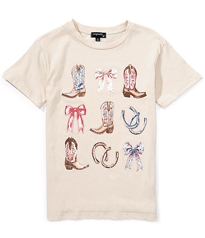 Originality Big Girls Short-Sleeve Americana Rodeo Show Grid T-Shirt