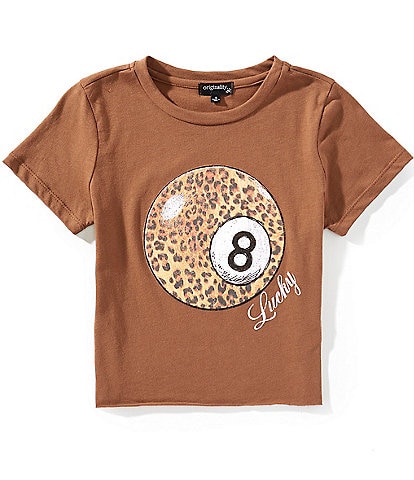 Originality Big Girls Short-Sleeve Leopard "8" Ball Cropped T-Shirt