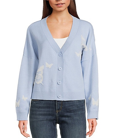Originality Butterfly Long Sleeve Boxy Cardigan