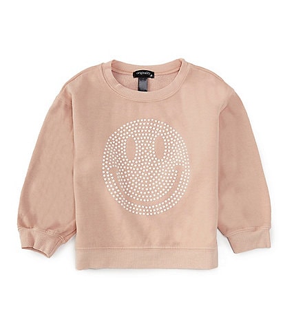 Originality Little Girls 2T-6X Long Sleeve Smiley Pearled Fleece Sweatshirt