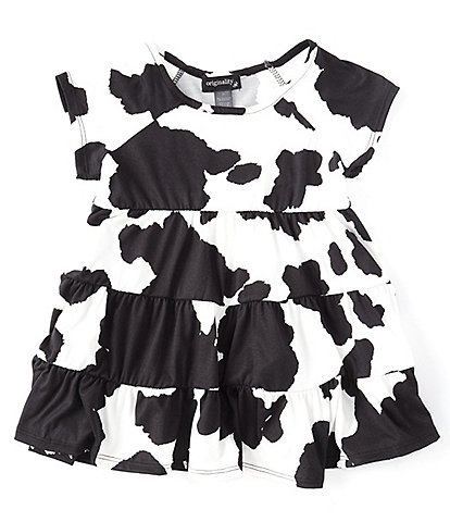 Originality Little Girls 2T-6X Short Sleeve Tiered Cow-Print Dress