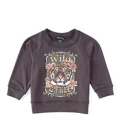 Originality Little Girls 2T-6X Wild And Free Tiger Sweatshirt