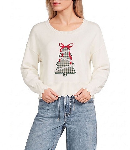 Originality Long Sleeve Christmas Tree Boxy Sweater