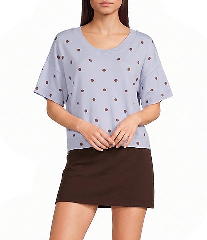 Originality Polka Dot Short Sleeve Sweater