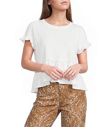 Originality Short Sleeve Double Ruffle Tee
