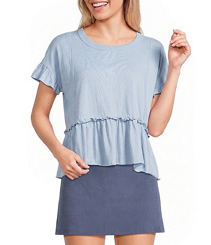 Originality Short Sleeve Double Ruffle Tee