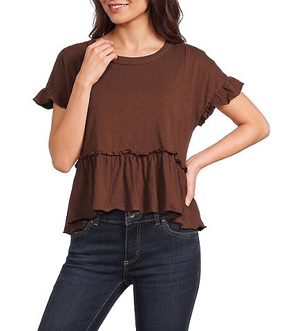 Originality Short Sleeve Double Ruffle Tee